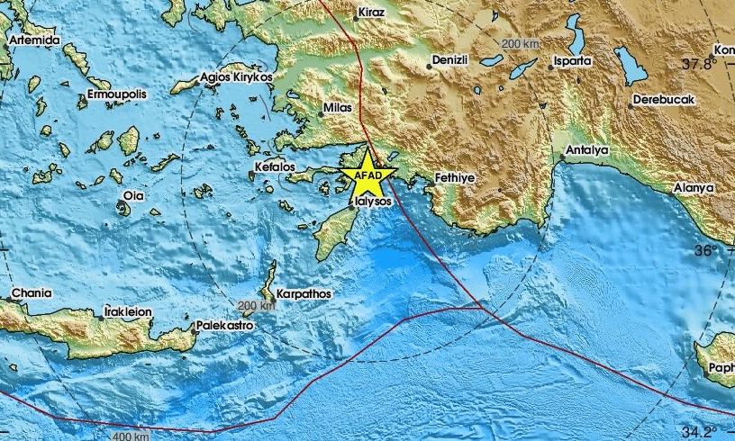 Σεισμός 3,8 Ρίχτερ κοντά στη Ρόδο