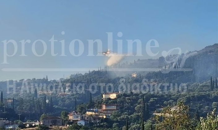 Αίγιο: Βελτιωμένη η εικόνα της φωτιάς – Καίγονται ελαιώνες και αγροτοδασικές εκτάσεις