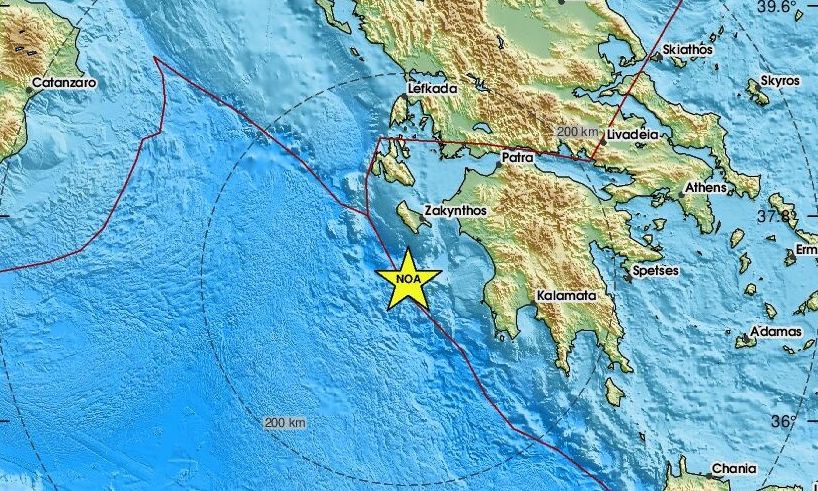 Σεισμός 3,6 Ρίχτερ νότια της Ζακύνθου