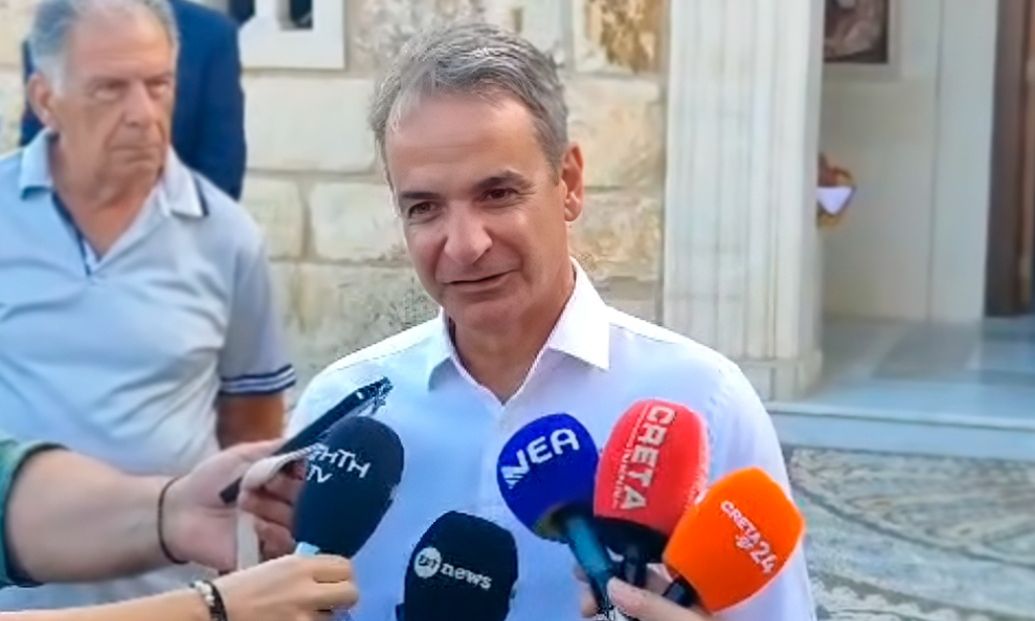 Ο Κυριάκος Μητσοτάκης στην Ιερά Μονή Μεταμόρφωση του Σωτηρος Χανίων για τον Δεκαπενταύγουστο